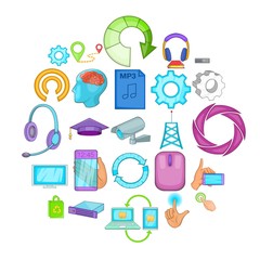 Info exchange icons set. Cartoon set of 25 info exchange vector icons for web isolated on white background