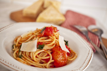 Spaghetti italian pasta with tomato sauce