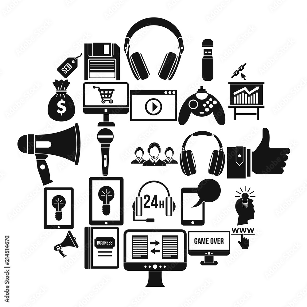 Poster mobile development icons set. simple set of 25 mobile development vector icons for web isolated on w