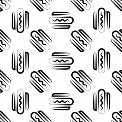 Hot Dog Icon Seamless Pattern