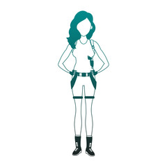 Action woman costume cartoon vector illustration graphic design