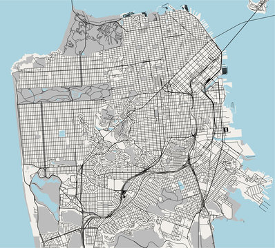 vector map of the city of San Francisco, USA