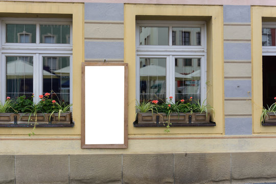 Blank White Billboard on building facede
