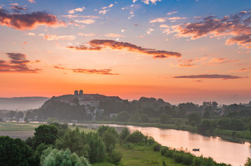 Fototapeta Beautiful colorful sunrise landscape, Tyniec near Krakow, Poland obraz