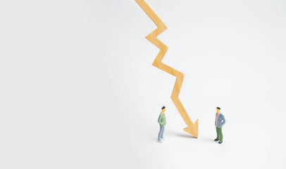 A wooden chart arrow down divides the two people discussing the case. Termination and breakdown of...