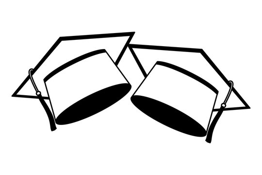 two school graduation hat accessories vector illustration black and white