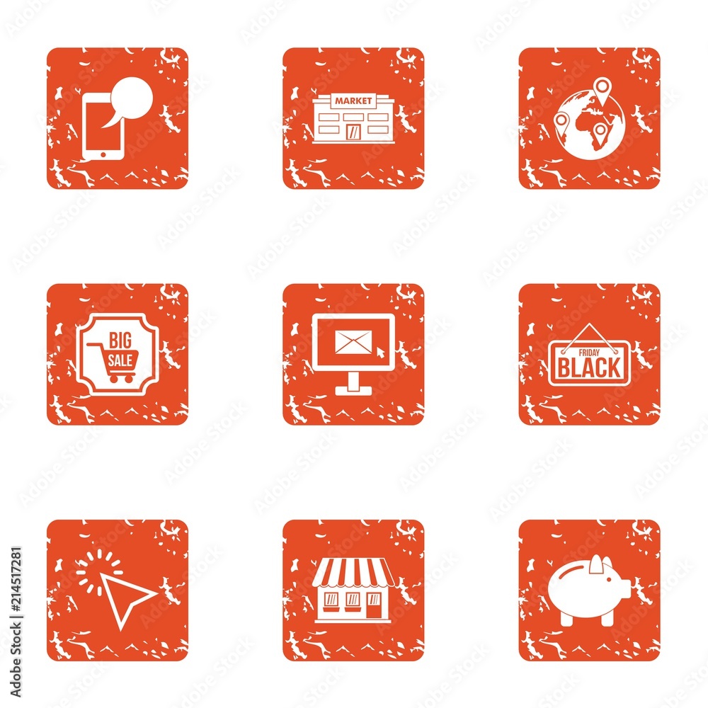 Poster small enterprise icons set. grunge set of 9 small enterprise vector icons for web isolated on white 