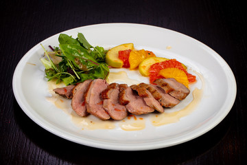 Tasty fried duck breast