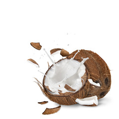close-up of a coconuts with milk splash. © Lukas Gojda