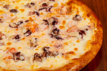 Pizza with seafood
