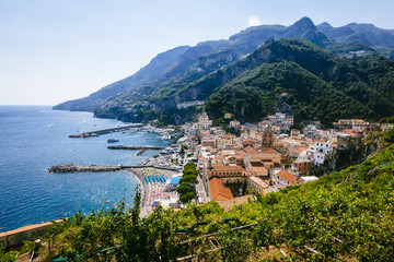 Aerial view of the town of Amalfi, Italy