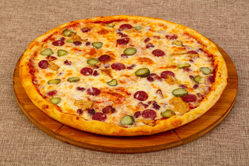 Pizza with sausages