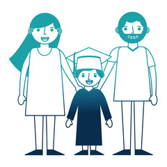parents with boy graduted avatars characters vector illustration design