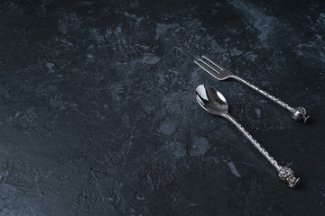 spoon fork black background