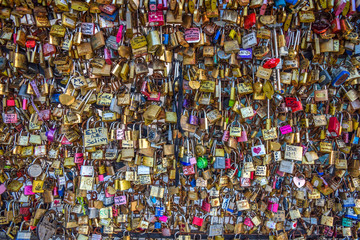 Fototapeta na wymiar Locks of love on paris bridge