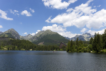 Mountain Lake Strbske pleso in the High Tatras, Slovakia