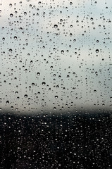 Water drops on window glass