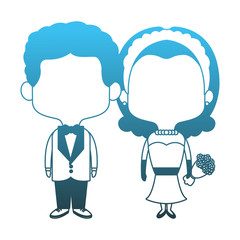 Groom and bride midgets cartoon vector illustration graphic design