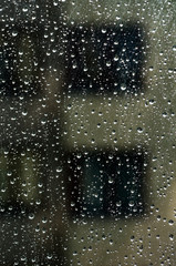 Water drops on window glass