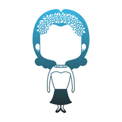 Beautiful midget woman with flowers headband cartoon vector illustration graphic design