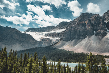 Panorama Mountain View over Hector Lake, Banff National Park