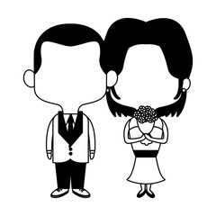 Groom and bride midgets cartoon vector illustration graphic design