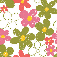 Simple seamless floral pattern. Vector illustration.