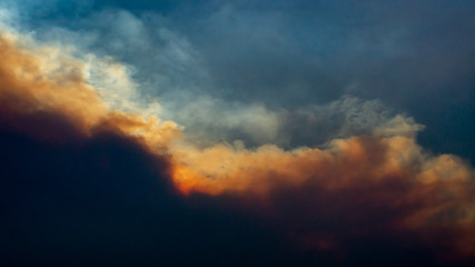 Fototapeta na wymiar Smoke from fire obscuring the sky near Winters, California, USA, during the fire season