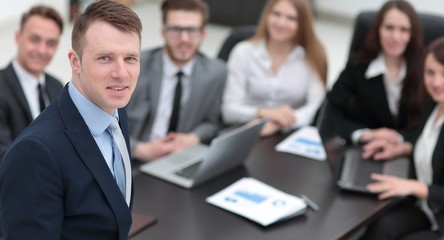 project Manager on the background of business team