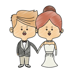 Groom and bride midgets cartoon vector illustration graphic design