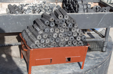 charcoal in the fire place for a grill