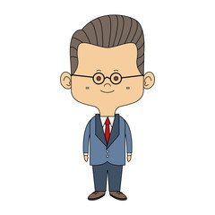 Midget businessman with glasses cartoon vector illustration graphic design