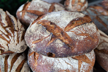 Close up of delicious and freshly baked Pain de campagne 
