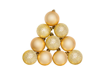 Christmas tree with golden balls. Isolate.