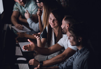 creative business team works overtime