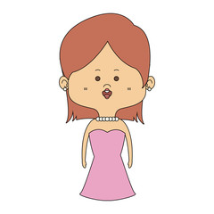 Beautiful midget woman with dress cartoon vector illustration graphic design