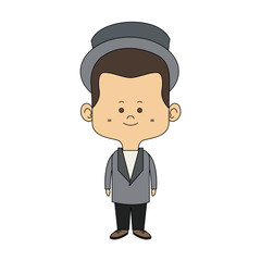 Cute midget man with vintage hat cartoon vector illustration graphic design