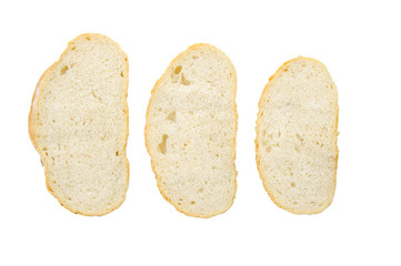 Three slices of wheat bread. White isolate.