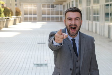 Businessman making fun of you 