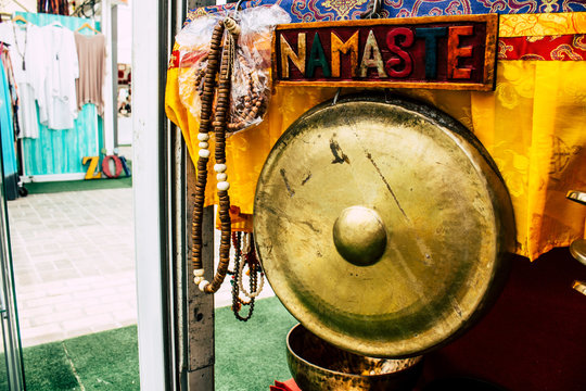Souvenir shop. THE XVIII INTERNATIONAL ARTESANIA SHOW: Located in the Antonio Banderas Square of Puerto Ban&uacute;s city, Marbella, Andalusia, Spain. Picture taken &ndash; 19 july 2018.