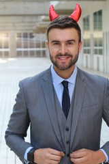 Evil businessman with a sexy demonic look