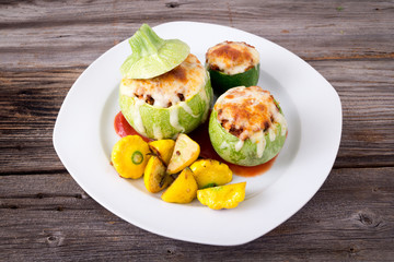 round stuffed zucchini ball with quinoa