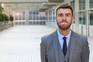 Unhappy man with horrible teeth 