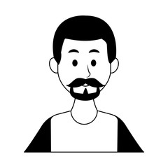 Young man with beard and casual clothes cartoon vector illustration graphic design