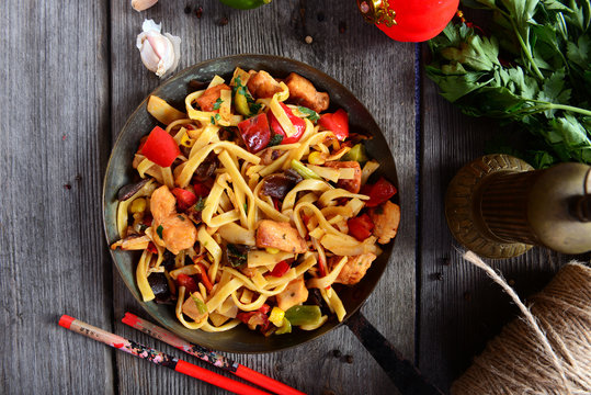 Asian food - bami goreng noodles