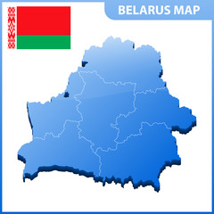 Highly detailed three dimensional map of Belarus. Administrative division.