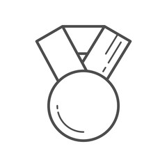 Fototapeta premium Medal, badge or award with ribbons. Flat line vector icon