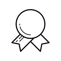 Medal, badge or award with ribbons. Flat line vector icon