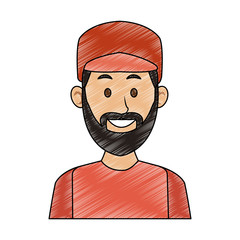 Young man with hat and beard casual clothes cartoon vector illustration graphic design