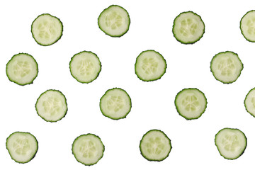 cucumber slices isolated. sliced cucmber background on white. pices of vegetable
